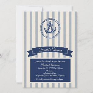 Anchor Stripe Maritime Destination bridal shower Invitation