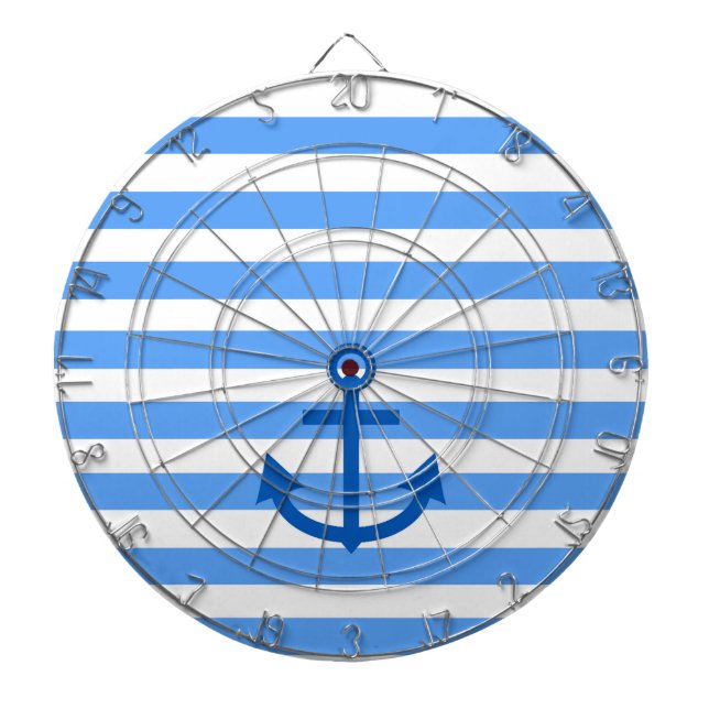 Anchor Stripes Blue & White  Dartboard (Front)