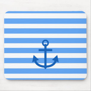 Anchor Stripes Blue & White Mouse Mat