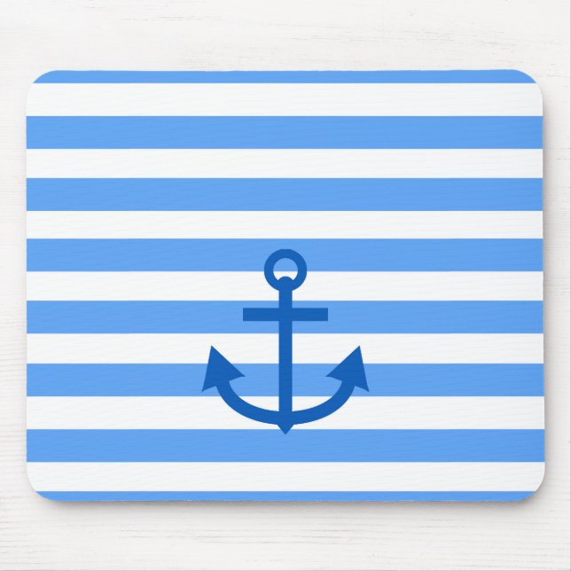 Anchor Stripes Blue & White  Mouse Mat (Front)