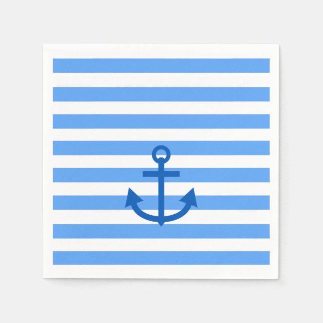 Anchor Stripes Blue & White  Napkin (Front)