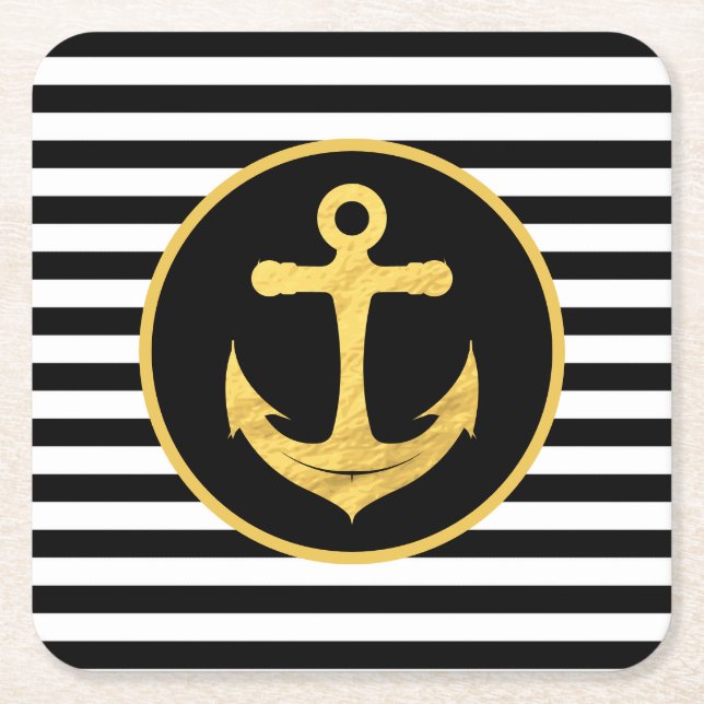 Anchor & Stripes | Nautical Theme | Coasters (Front)