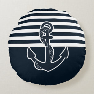 Anchor & Stripes Round Cushion