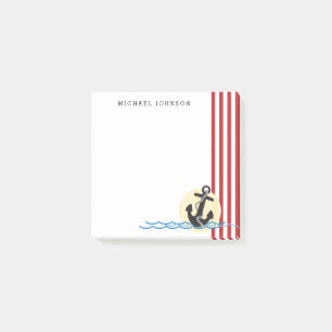 Anchor, Sun and Water Nautical Personalised Post-it Notes