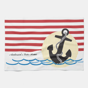 Anchor, Sun and Water Personalised Tea Towel