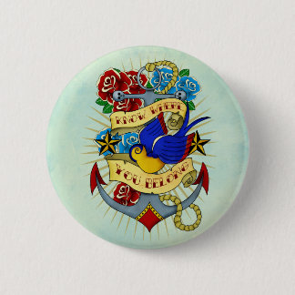 Anchor, Swallow and Roses 6 Cm Round Badge
