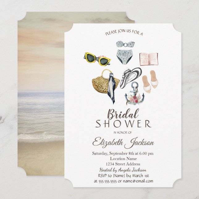  Anchor Swimming Suit Beach Bridal Shower Invitation (Front/Back)