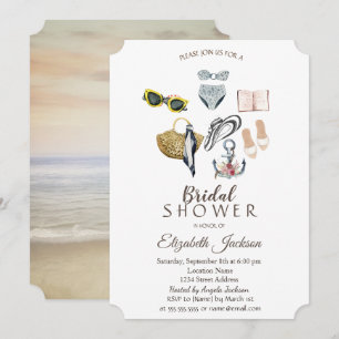 Anchor Swimming Suit Beach Bridal Shower Invitation