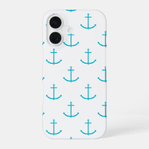 Anchor Turquoise Pattern iPhone 16 Case