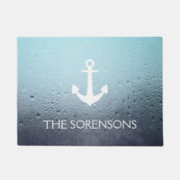 Anchor Water Drops Family Name Doormat