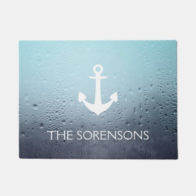 Anchor Water Drops Family Name Doormat (Front)