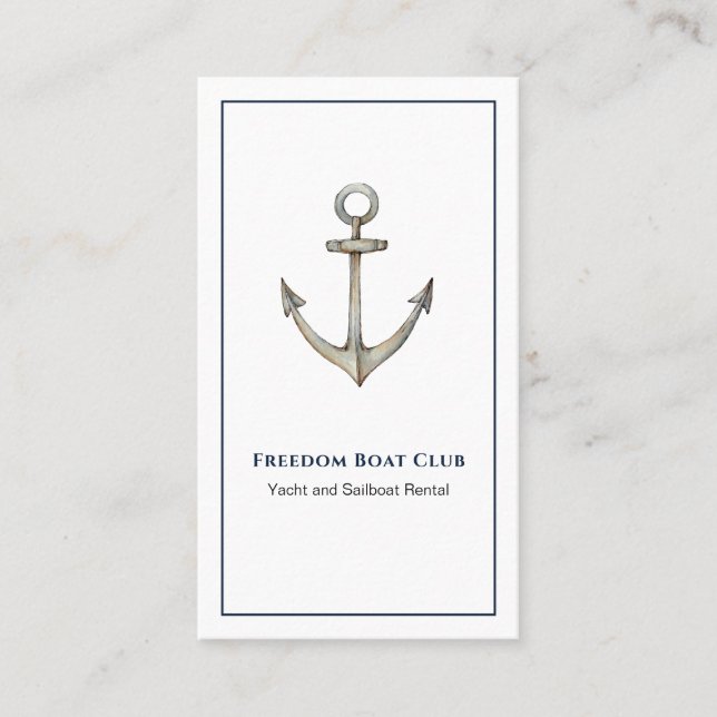 Anchor watercolor nautical business card (Front)