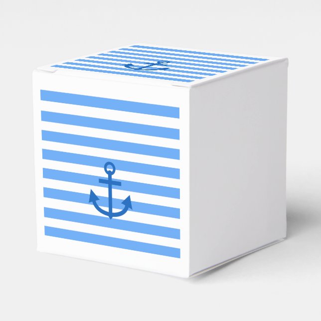 Anchor & White Blue Stripes  Favour Box (Front Side)