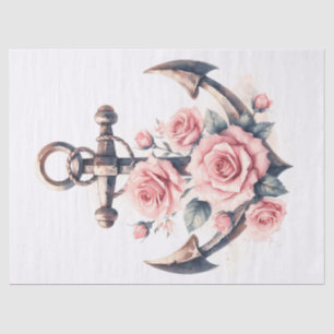 Anchor with Blush Pink Roses Decoupage Tissue Paper
