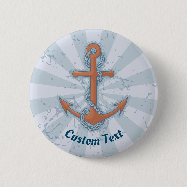 Anchor with Chain 6 Cm Round Badge (Front)