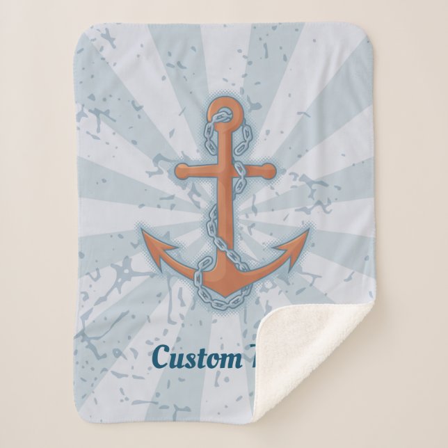 Anchor with Chain Sherpa Blanket (Front)