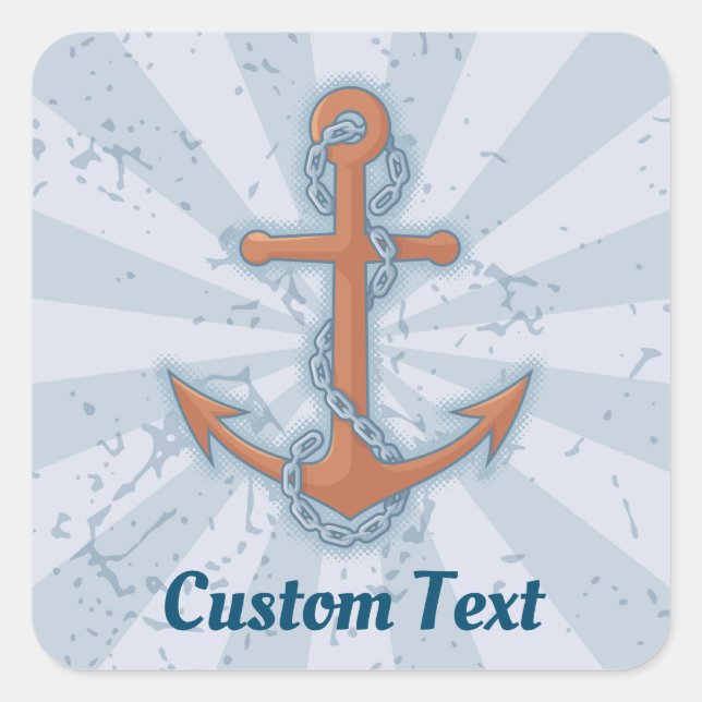 Anchor with Chain Square Sticker (Front)