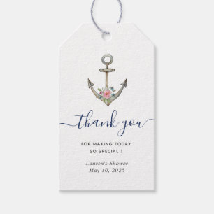Anchor with flowers Nautical bridal shower Gift Tags