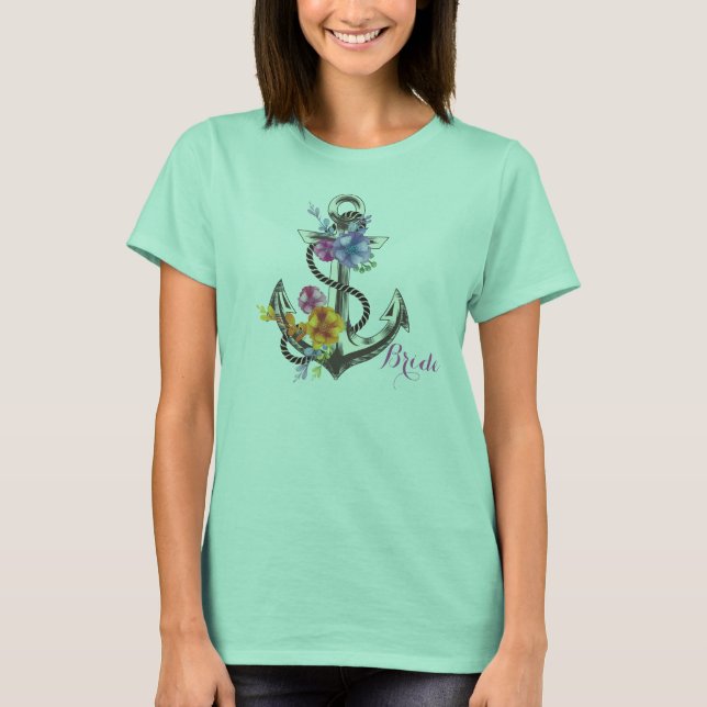 Anchor with Flowers T-Shirt (Front)