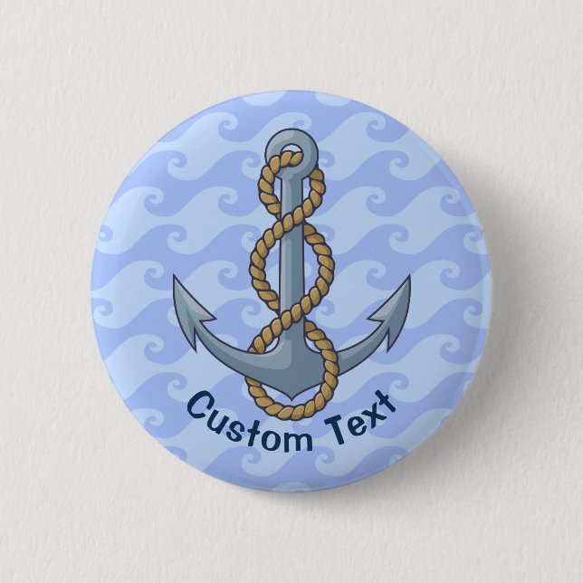 Anchor with Rope 6 Cm Round Badge (Front)