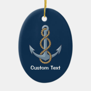 Anchor with Rope Ceramic Tree Decoration