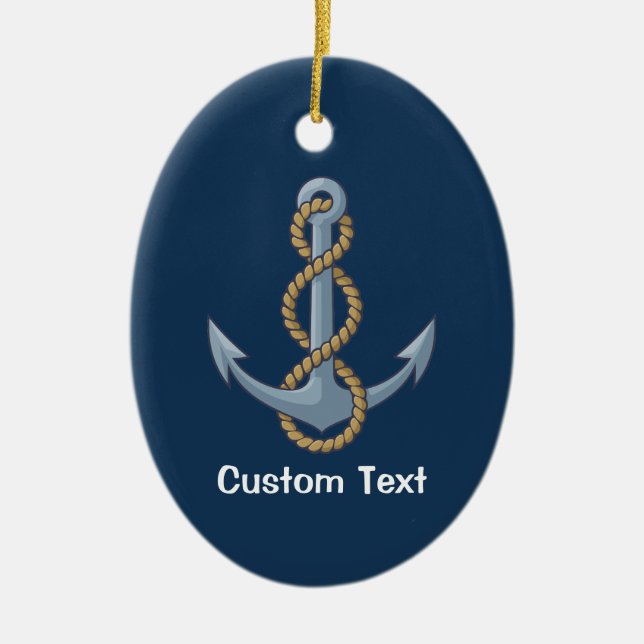 Anchor with Rope Ceramic Tree Decoration (Front)