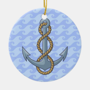 Anchor with Rope Ceramic Tree Decoration