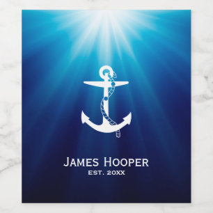 Anchor with Rope Personalizable Nautical Gifts Wine Label