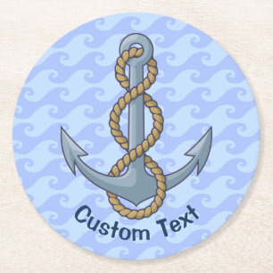 Anchor with Rope Round Paper Coaster