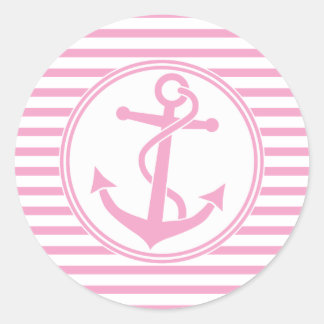 Anchor with Stripes Classic Round Sticker