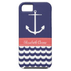 Anchor with Waves and Custom Name in Navy & Pink