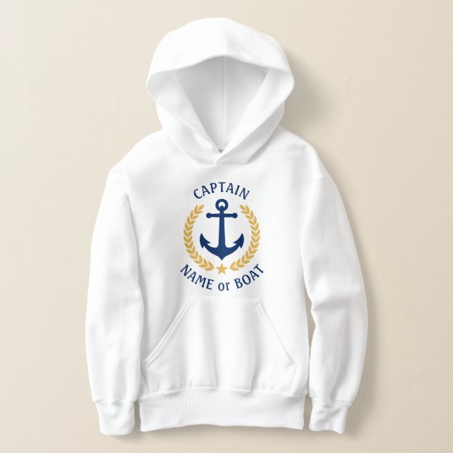 Anchor Your Boat Name Captain Gold Laurel White (Laydown)