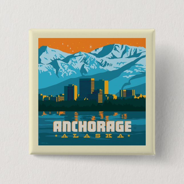 Anchorage, Alaska 15 Cm Square Badge (Front)