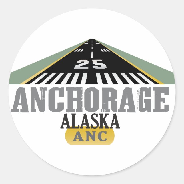 Anchorage Alaska - Airport Runway Classic Round Sticker (Front)
