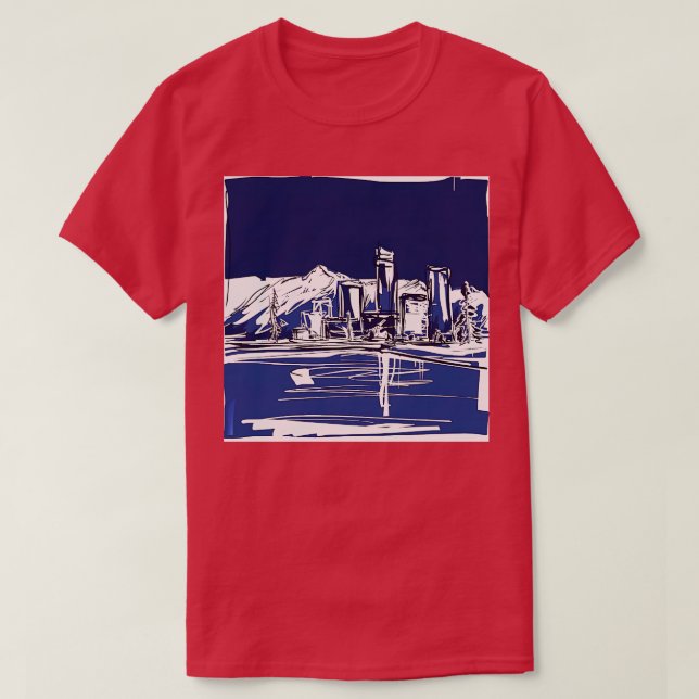 Anchorage Alaska Blue Abstract Art TShirt (Design Front)