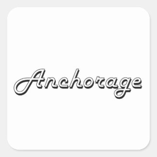 Anchorage Alaska Classic Retro Design Square Sticker
