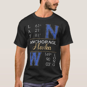 Anchorage Alaska Latitude and Longitude T-Shirt