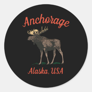 Anchorage Alaska Moose Classic Round Sticker