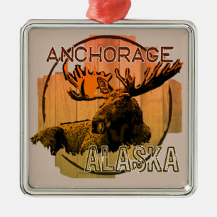 Anchorage Alaska orange moose ornament