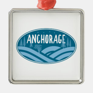 Anchorage Alaska Outdoors Metal Tree Decoration
