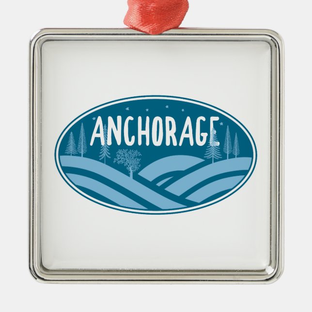 Anchorage Alaska Outdoors Metal Tree Decoration (Front)