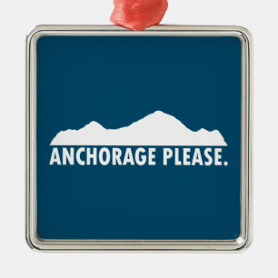 Anchorage Alaska Please Metal Tree Decoration