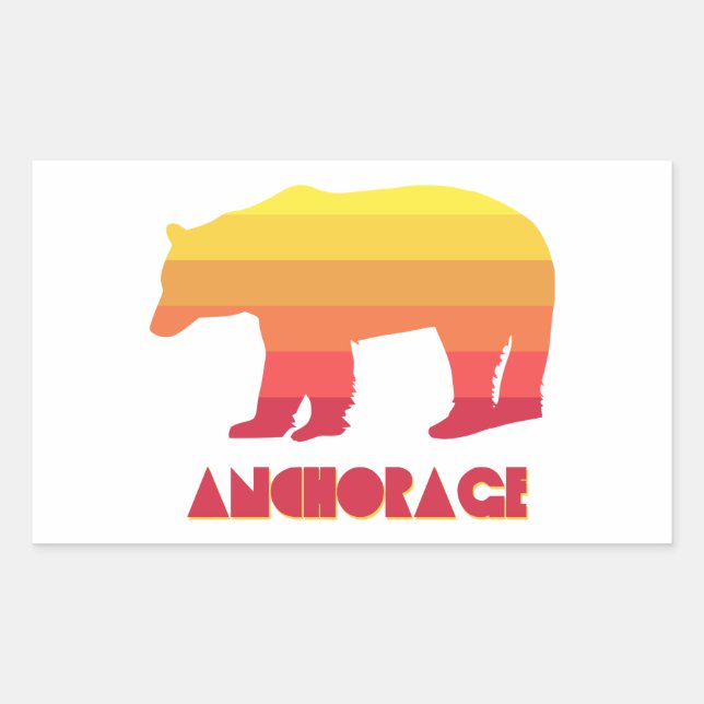 Anchorage Alaska Rainbow Bear Rectangular Sticker (Front)