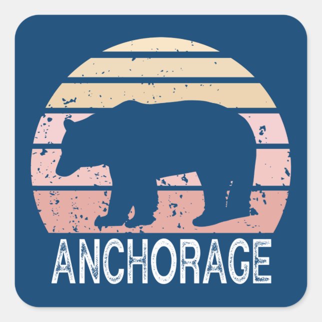 Anchorage Alaska Retro Bear Square Sticker (Front)