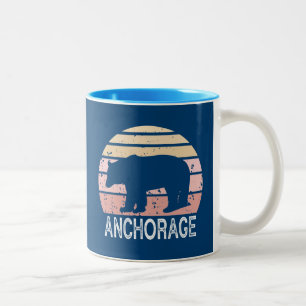 Anchorage Alaska Retro Bear Two-Tone Coffee Mug