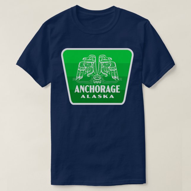 Anchorage Alaska Retro Bird Badge Green T-Shirt (Design Front)