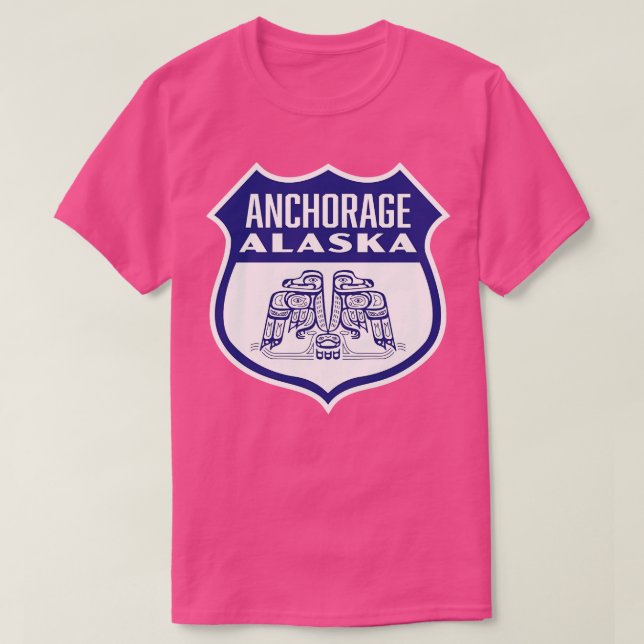 Anchorage Alaska Retro Bird Shield Blue T-Shirt (Design Front)