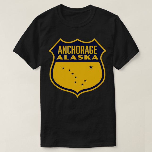 Anchorage Alaska Retro Shield Blue T-Shirt (Design Front)