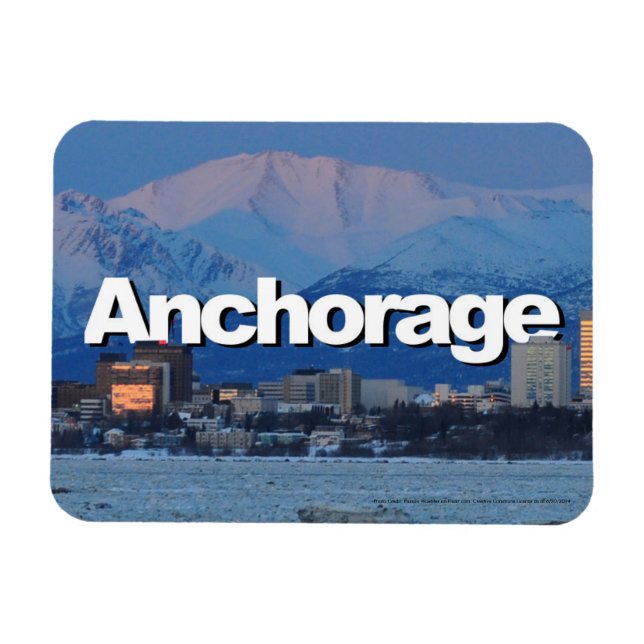 Anchorage Alaska Skyline with Anchorage in the Sky Magnet (Horizontal)