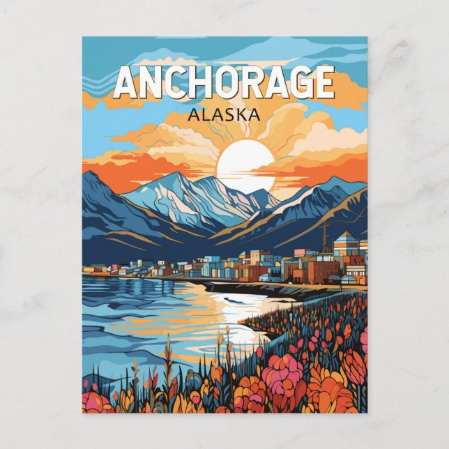 Anchorage Alaska Travel Art Vintage Postcard (Front)